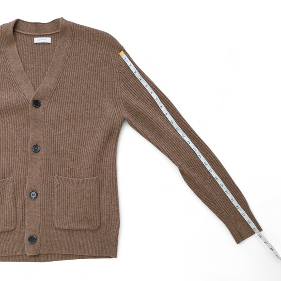 Italic Wool Cashmere Ribbed V-Neck Cardigan – Men's Size Small (Pecan) - Picture 8 of 16